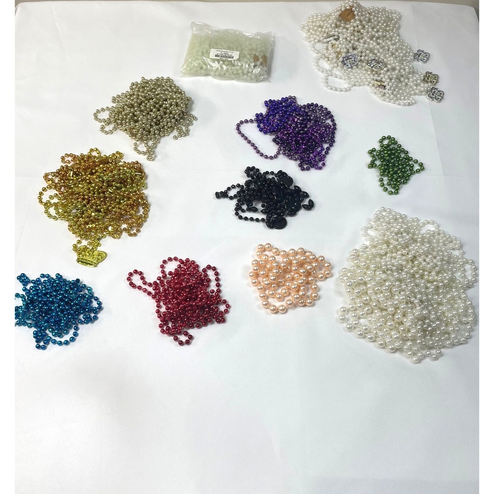 Bulk lot of 11 strands pearl beads, crown charm, jewelry making craft supplies